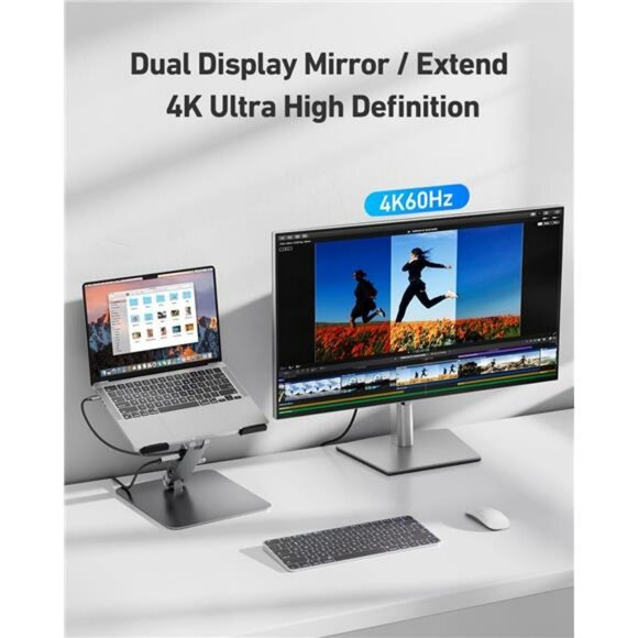 Laptop stand with USB C docking station HDMI 4K Ethernet power delivery hub - Picture 3 of 8